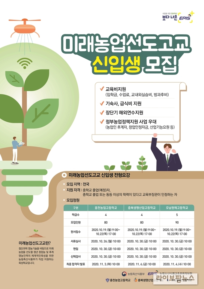 ’21학년도 미래농업선도고교 신입생 모집 포스터