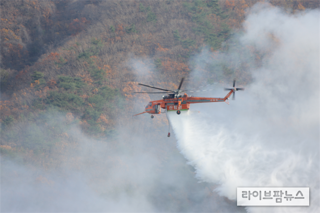 산림청은 '산불 2단계'를 발령하고 가용자원을 총동원하고 있다.