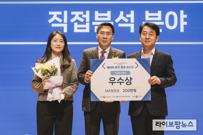 축산물품질평가원 빅데이터분석처가 2023년 데이터분석·활용 공모전에서 ‘돈(豚)을 돈(Money)으로! 양돈농장 데이터기반 분석’이라는 주제로 우수상을 받고 있다.