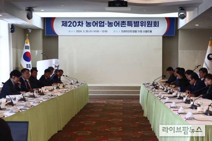 대통령소속 농어업·농어촌특별위원회는 20일 제20차 본회의를 개최했다.