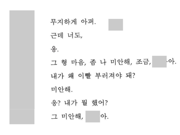 제보자 A씨가 밝힌 유흥업소 영업사장인 B씨와 그의 사회 후배 C씨 간에 오간통화 녹취록. /사진=제보