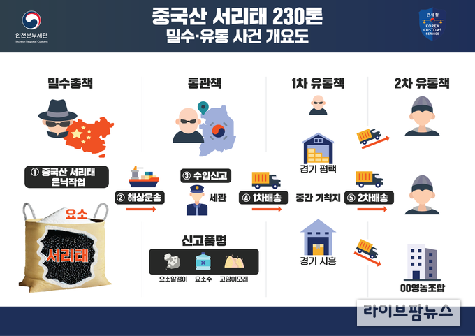 중국산 서리태 밀수입 개요도.(사진=인천본부세관)