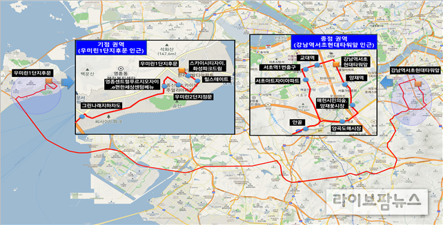 광역급행버스 M6462 노선도.(사진=인천시) 