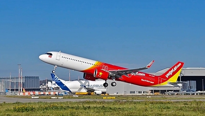 에어버스 함부르크 공장에서 인도된 비엣젯항공의 ‘A321neo’.