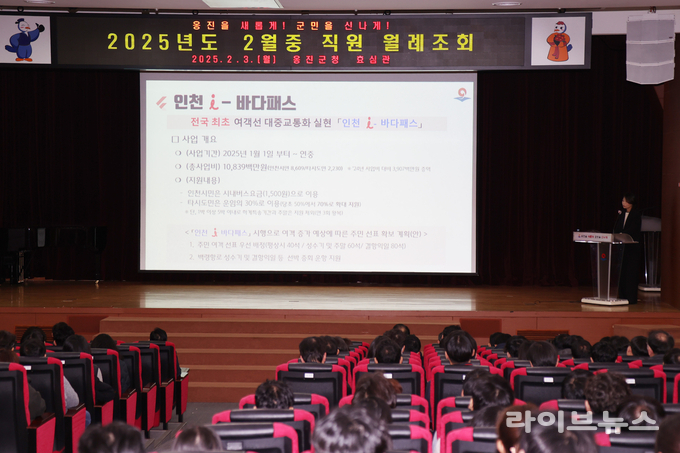 옹진군이 인천형 i 정책 주요사업에 대한 전직원 설명회를 진행하고 있다.(사진=인천옹진군)