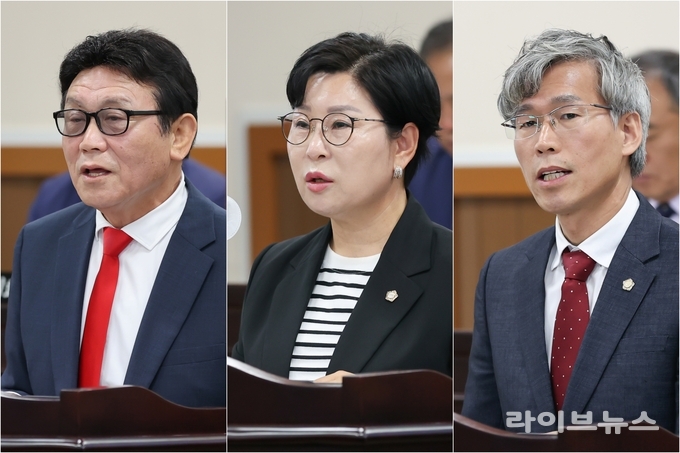 (왼쪽부터)인천동구의회 이영복 부의장·오수연·최훈 의원이 의정 자유발언을 하고 있다.(사진=인천동구의회)