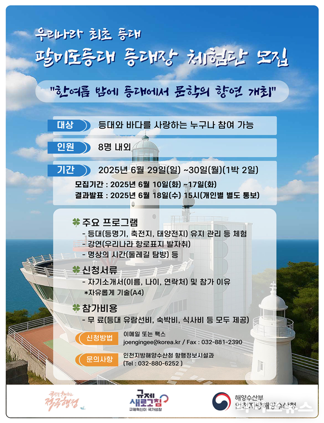 팔미도등대 등대장 체험단 모집 포스터.(사진=인천지방해양수산청)