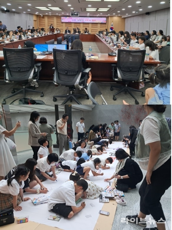 캠프 봉사자 전선영 교수, 특강을 한 정운찬 전 국무총리, 나는 내일의 지도자 캠프를 주최한 이용선 국회의원과 고진광 이사장.