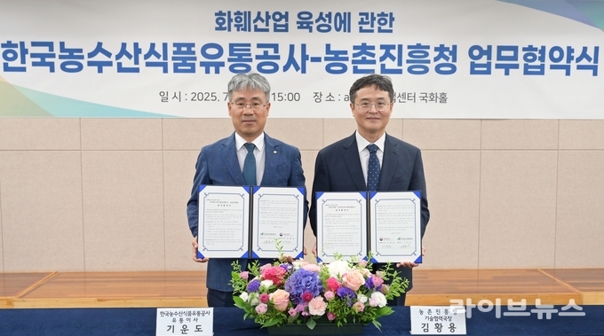 aT 기운도 유통이사(왼쪽), 농촌진흥청 김황용 기술협력국장(오른쪽)