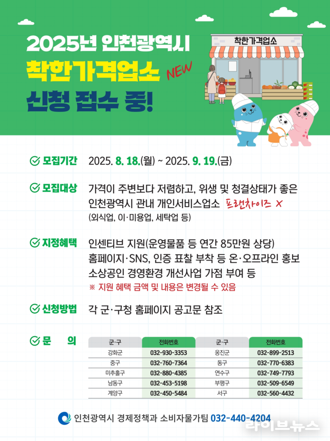착한가격업소 신청 접수 포스터.(사진=인천시)