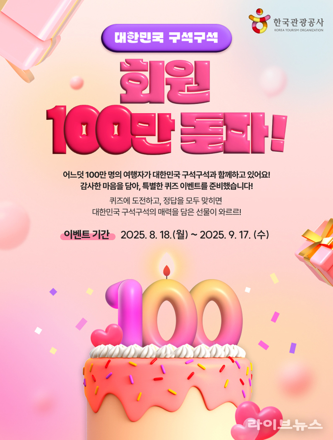 관광공사 100만회원 돌파기념 포스터
