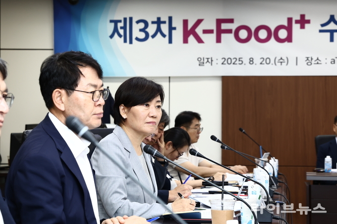 농림축산식품부 송미령 장관은 20일, 서울 에이티(aT) 센터에서 주요 농식품 및 농산업 수출기업, 유관기관과 함께 2025년 제3차 ‘케이-푸드 플러스(K-푸드+) 수출확대 추진본부 간담회’를 개최했다.
