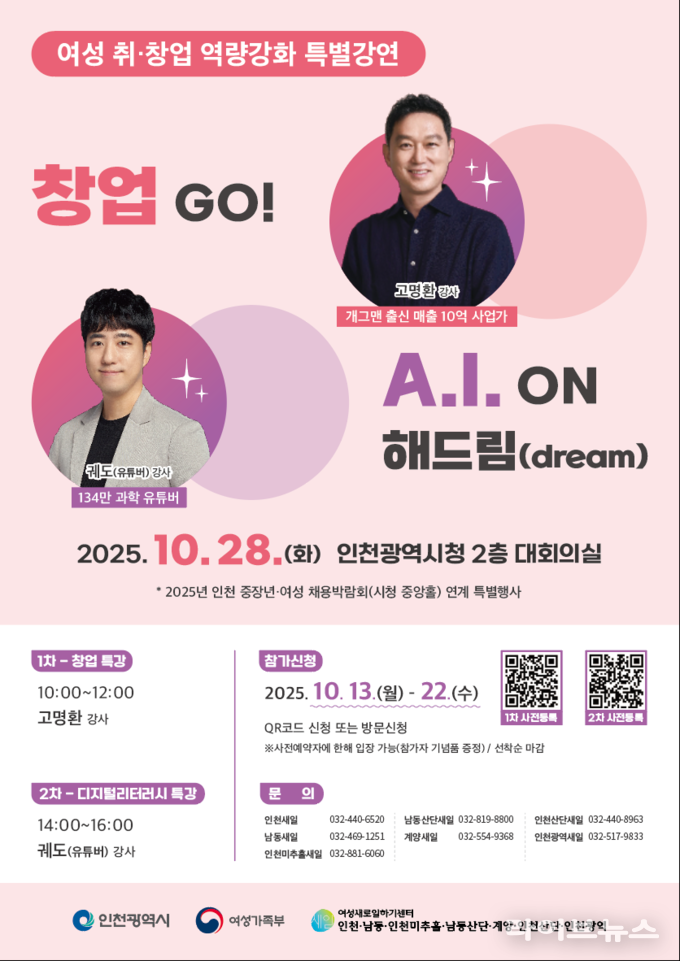 여성 취·창업 역량강화 특별강연 홍보포스터.(사진=인천시)