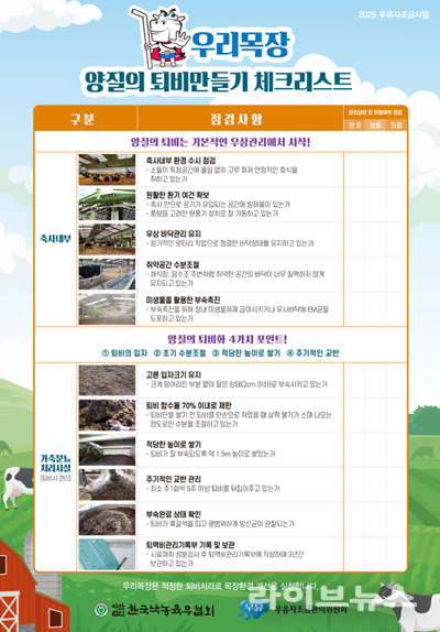 낙농목장 퇴비관리 체크리스트 자가점검판.